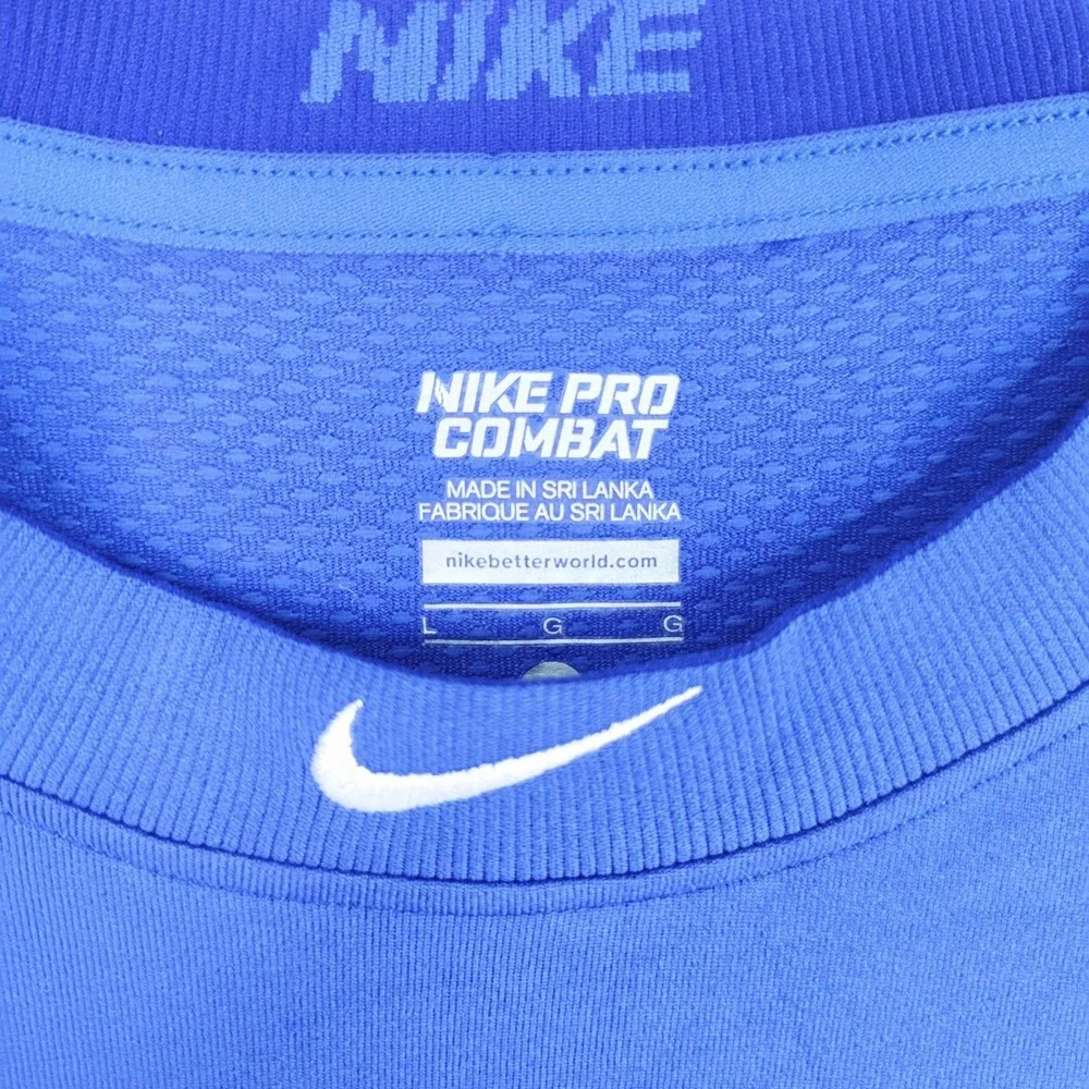 Nike Shirt Mens‎ Large Blue Long Sleeve Pro Combat Fitted Performance Stretch